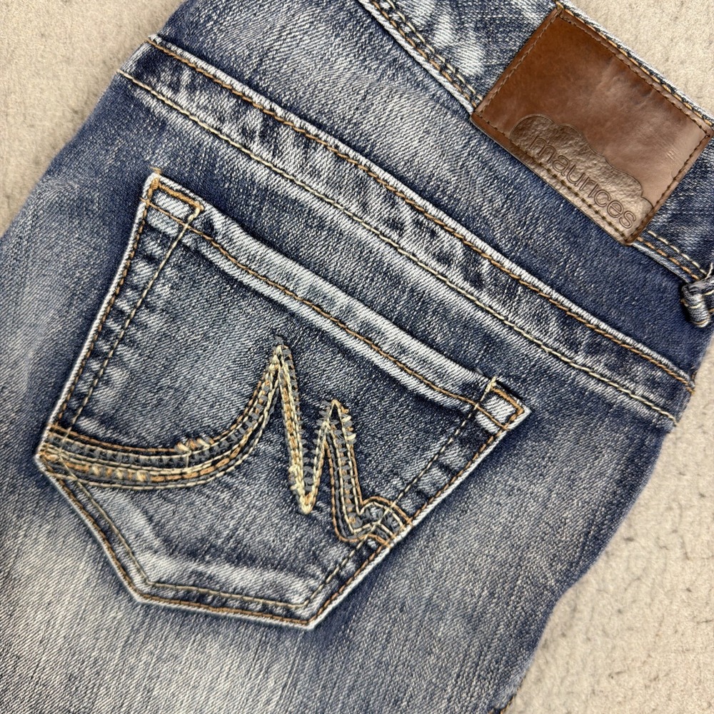 Maurices Straight Jeans Women's 1/2 X-Short Blue Denim Stretch Low rise